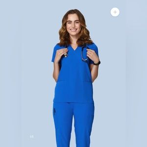 Royal blue Mandala 6 pocket scrub top